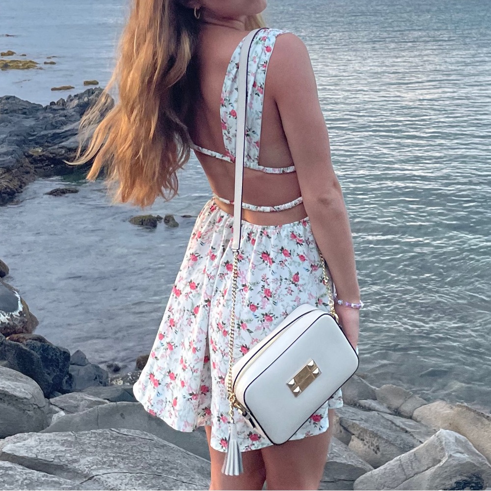 White with flowers dress size S